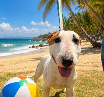 Woody, a bull terrier available for adoption